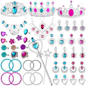 Collier Boucles D'oreilles Ensemble 48 Pcs Princesse Pretend Bijoux Jouet Kit Couronnes Colliers Baguettes Boucles D'oreilles Bracelets Cosplay Filles Favor Party Dress Up