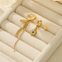 Pendientes de collar Juego 4pcs/set Cubic Circon Crystal Flower Stud para Womenlong Tassel Gold Color Fashion Jewelry Fiesta de joyas