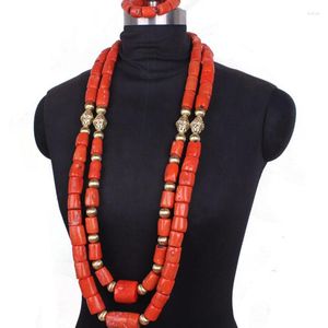 Collier boucles d'oreilles ensemble 4ujewelry Nigeria perles de mariage 40 pouces véritable corail bijoux fins mariée africaine 2023