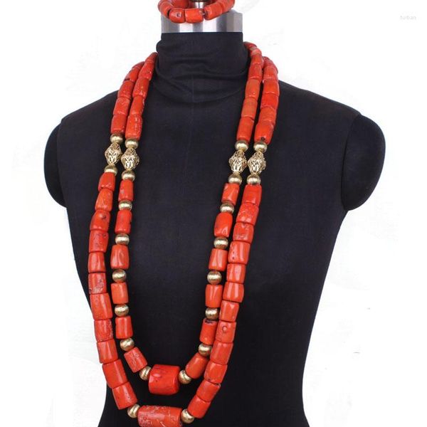 Collar Pendientes Set 4ujewelry Nigeria Boda Cuentas 40 Pulgadas Coral Genuino Joyería Fina Nupcial Africana 2023