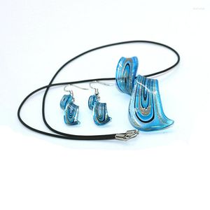 Collier boucles d'oreilles ensemble 6 pièces en gros Style chinois à la main bleu éclairage verre Murano perles spirale bijoux pour femmes