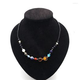 Collar Pendientes Conjunto 7 Charka Universo Hecho A Mano Galaxia Ocho Planetas Sistema Solar Para Mujeres Con Estrellas Guardianas Piedras Cuentas Brac237S