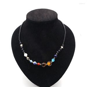 Ketting oorbellen set 7 Charka handgemaakte universum Galaxy acht planeten zonnestelsel voor vrouwen met Guardian sterren stenen kralen Brac199o