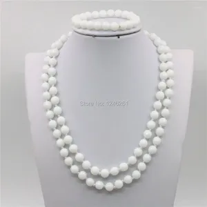 Ensemble de collier et boucles d'oreilles en perles Tridacna blanches naturelles de 8mm, ensembles de bracelets pour femmes et filles, cadeaux de noël, bricolage, fabrication de bijoux à la mode, pierres précieuses