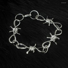 Ketting oorbellen set 8sseasons punkstijl zilveren kleur metalen prikkeldraad kuilketting ketting choker armband cadeau voor vrienden kraag