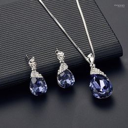 Ketting oorbellen set abay mode onregelmatige hart zirkoon strass rhinestones hangend Koreaans nekoor voor vrouwen meisjes geschenk