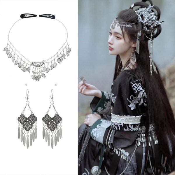 Collier boucles d'oreilles ensemble Afghan Vintage métal bandeaux ensembles pour femmes Boho ethnique gitane turc Tribal Festival fête mariage cheveux accessoires