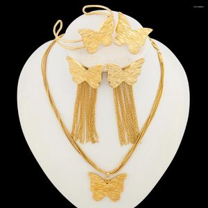 Ensemble de boucles d'oreilles et collier africain brésilien plaqué or, bracelet et bague en cuivre plaqué or, bijoux de fête de mariage pour Banquet
