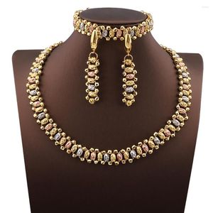 Ketting oorbellen set African kleurrijke bolvormige vorm brede bedelarmband luxe en elegante bruiloft verjaardag jubileumcadeau