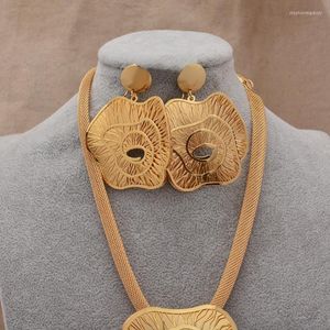 Collier boucles d'oreilles ensemble bijoux Design africain dames grand plaqué or luxe mariée fiançailles accessoires cadeau