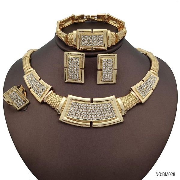 Pendientes de collar Juego de oro africano chapado en la forma de mujer Dubai Fiesta de bodas de boda nupcial Joyería de calidad de lujo