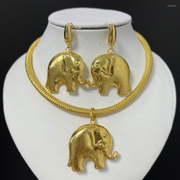 Conjunto de collar y pendientes, joyería africana, colgante de boda de Dubái a la moda para diseño nupcial, accesorios nigerianos chapados en oro, regalos 2022