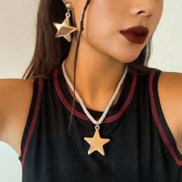 Ailodo – ensemble collier et boucles d'oreilles, grand pendentif étoile en plastique, bijoux pour femmes, Simple, à la mode, fête de mariage, cadeau pour filles, 2023