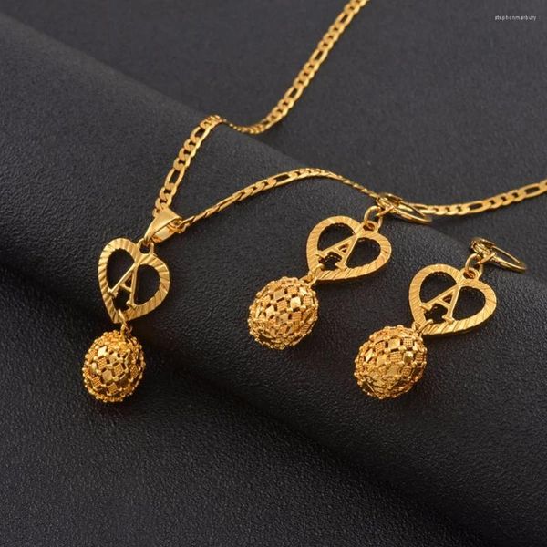 Collier Boucles D'oreilles Ensemble Anniyo A-Z Lettres Perles Colliers Africain Hawaïen Initiale Pour Femmes Filles Alphabet Anglais Lettre Bijoux #141606