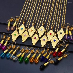 Collar Pendientes Conjunto Anniyo Cuentas hawaianas Bola Cruz Colgante Collares Cristal de colores Guam Micronesia Chuuk Pohnpei # 253006