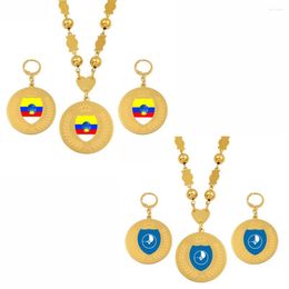 Ensemble de collier et boucles d'oreilles Anniyo Pingela Yap, drapeau de l'île, pendentif boule de perles, chaîne, colliers grands pour femmes et filles ethniques S