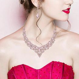 Ketting Oorbellen Set Anti-roest 1. Elegant Zwaar Diner Dames Sieraden Nikkelvrij Strass Ingelegd Vrouwelijk Accessoire