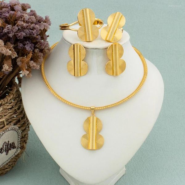 Ensemble collier et boucles d'oreilles couleur or arabe, pendentif, bijoux pour femmes, Design gourde, Clip, bijoux de mariage, cadeau de noël pour filles