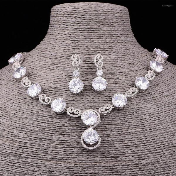 Collier et boucles d'oreilles ensemble arrivée nuage mode cubique Zircon bijoux de mariage pour les femmes vendant des accessoires de robe CZL-6082