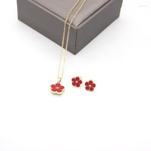 Collier boucles d'oreilles ensemble arrivée Double face fleurs colliers pour femmes breloque fleur pendentif bijoux accessoires de fête de mariage