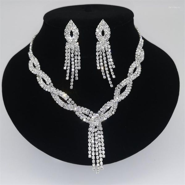 Conjunto de pendientes de collar, pendiente inicial de diamantes de imitación, joyería de ojo hueco para mujeres y niñas, regalo de fiesta de boda