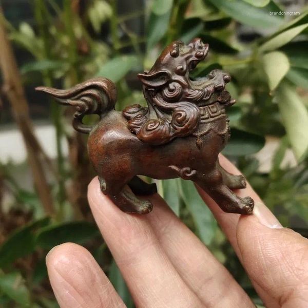 Collier Boucles d'oreilles Set Propice Bête Copper Fove Small Tea Cérémonie Bronze Art Sculpture Casting Lion Dragon Encens à la maison