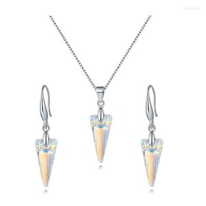 Ketting oorbellen set baffin spike hanger drop -kristallen van de zilveren kleur van Oostenrijk voor vrouwelijke moedersdag jubileum