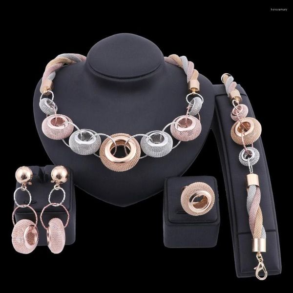 Collier boucles d'oreilles ensemble boule forme mariage nigérian perles africaines bijoux femmes couleur or cadeaux de mariée pour demoiselles d'honneur