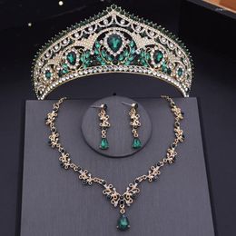 Halskette Ohrringe Set Barock Braut Krone Sets Tiaras Ohrring Prinzessin Hochzeitskleid Brautschmuck Abschlussball Kostüm Zubehör