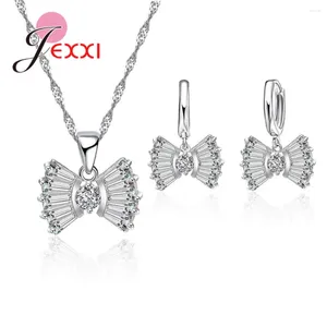 Conjunto de pendientes y collar para mujer, aretes de joyería y aguja de Plata de Ley 925, gran oferta, boda