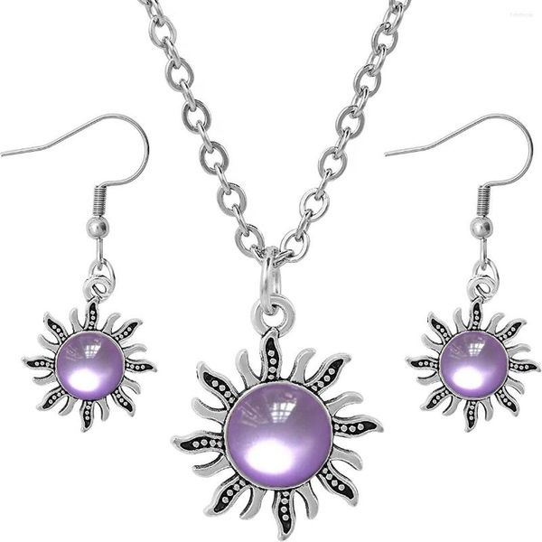 Collier boucles d'oreilles ensemble bohème gothique soleil céleste en alliage de Zinc pendentif Goth bijoux cadeaux pour femmes noël