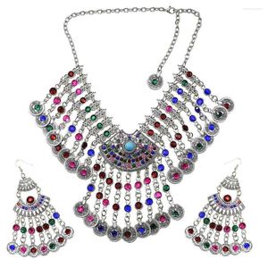 Ketting oorbellen set boho antieke munten sieraden voor vrouwen Afrikaanse verklaring Tibetaanse Tassel Bohemian Maxi Joodly