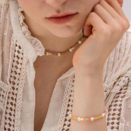 Ketting oorbellen set boho gekleurde kralen glazen parel voor vrouwen creatieve zwarte galsteen kristal kralen armband sieraden cadeau