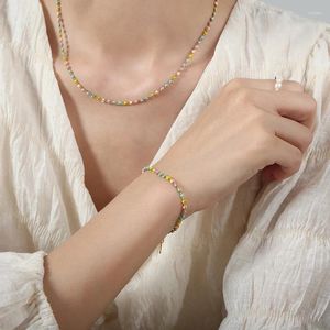 Ensemble de boucles d'oreilles et collier Boho pour femmes, collier de cheville en perles de riz colorées, chaîne de plage de sable, bijoux bohème pour dames