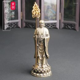 Pendientes de collar Juego de latón sosteniendo un personal zen jizo king bodhisattva adornos de escritorio estatuas de bronce buda artesanías culturales