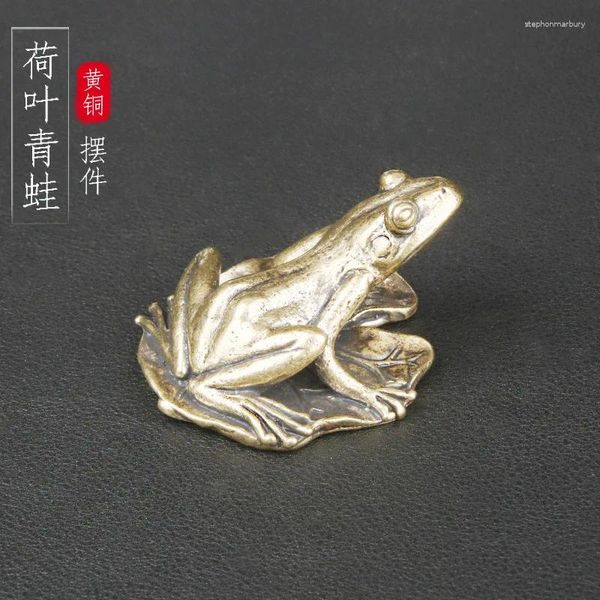 Pendientes de collar Juego de loto de latón Decoración de la mesa de la rana con la concepción artística del estanqu