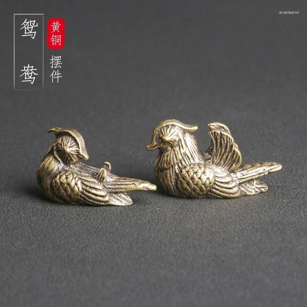 Collier Boucles d'oreilles Set en laiton Mandarin Ducks Une paire d'ornements de bureau National Tide Tide Toys Toys Téage Pet Artisanat Old