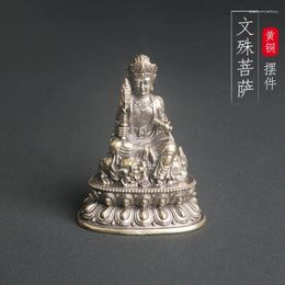 Collier Boucles d'oreilles Set en laiton Manjushri Bodhisattva Ornement de table à comprimer enrichissant la statue de la statue de cuivre