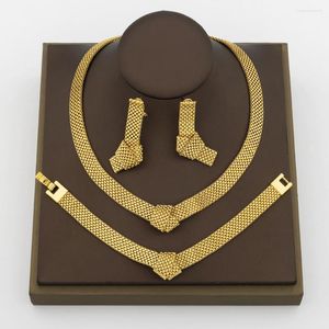 Ketting oorbellen set Braziliaanse ketens sieraden 18k gouden kleur knoop choker en voor feest bedel armband ring punk luxe