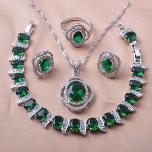 Ketting Oorbellen Set Bruids Kristal Zirconia Zilver Kleur Oorbel Ring Mooi Design Pak Voor Avondjurk