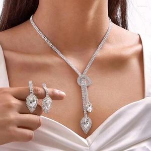 Halskette Ohrringe Set Braut Strass Einfache Kette Mode Hochzeitskleid Abendessen Will Accessoires Hersteller