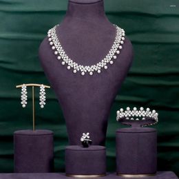 Collier Boucles d'oreilles Set Bride Talk 2024 Ly conçu 4 PCS Zirconi les bijoux pour femmes accessoires de boucle d'oreille pour femmes
