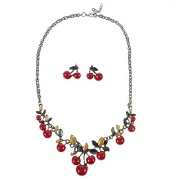 Collier Boucles d'oreilles Set Cherry Jewelry Girls Valentin Gift For Women mignon Jete