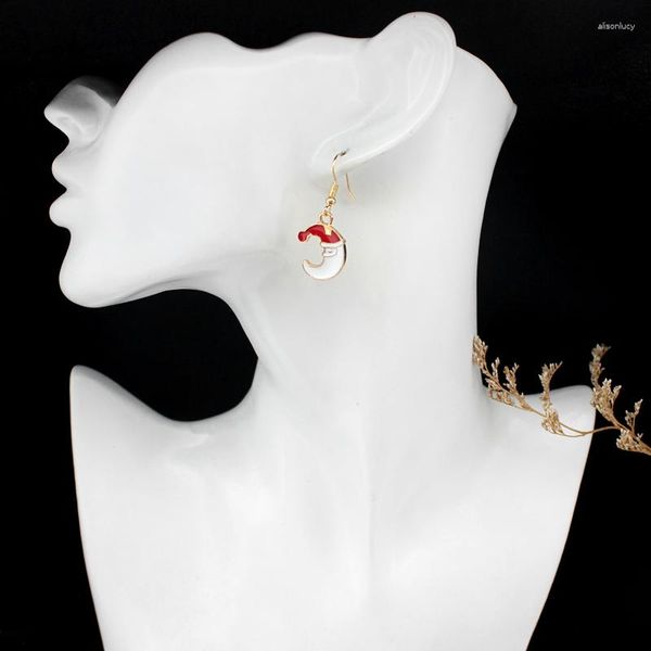 Collier boucles d'oreilles ensemble chapeau de noël émail personnification sommeil lune bijoux costume colliers anneaux Bracelet pour femmes cadeau