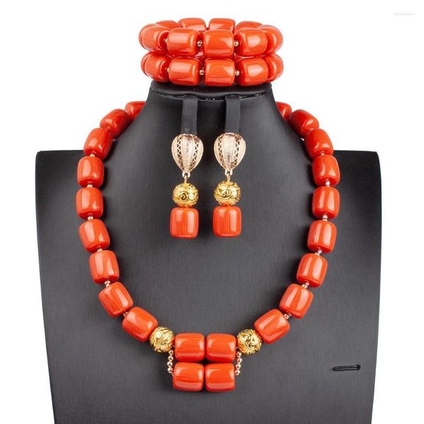 Conjunto de collar y pendientes con cuentas africanas gruesas, joyería de disfraz, gargantilla de Coral Artificial para fiesta, 8 colores WE328