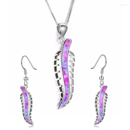 Ketting oorbellen set klassieke stijl verzilverde 3 kleuren opalite opaal hanger veerstudie voor vrouwen