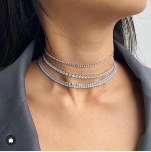 Ketting Oorbellen Set Kraag Multi Layer Choker Kristal Zirconia Kruis Chokers Kettingen Voor Vrouwen Chocker Sieraden 2023 SS04