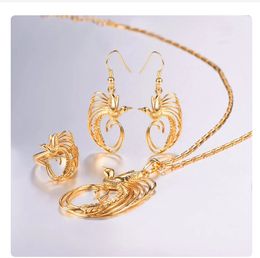 Conjunto de collar y pendientes, collar de las aves del paraíso para mujer, regalo PNG, Color dorado, joyería de Papua Guinea, conjuntos de anillos S024