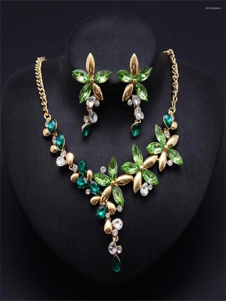 Conjunto de collar y pendientes, joyería de imitación de flores de Color, accesorios de aleación de alta calidad para mujer