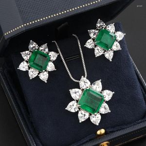 Ensemble de boucles d'oreilles et collier en cuivre de haute qualité, 8 pétales de fleurs, gros granulés, zircone cubique, bague pour fête de mariage